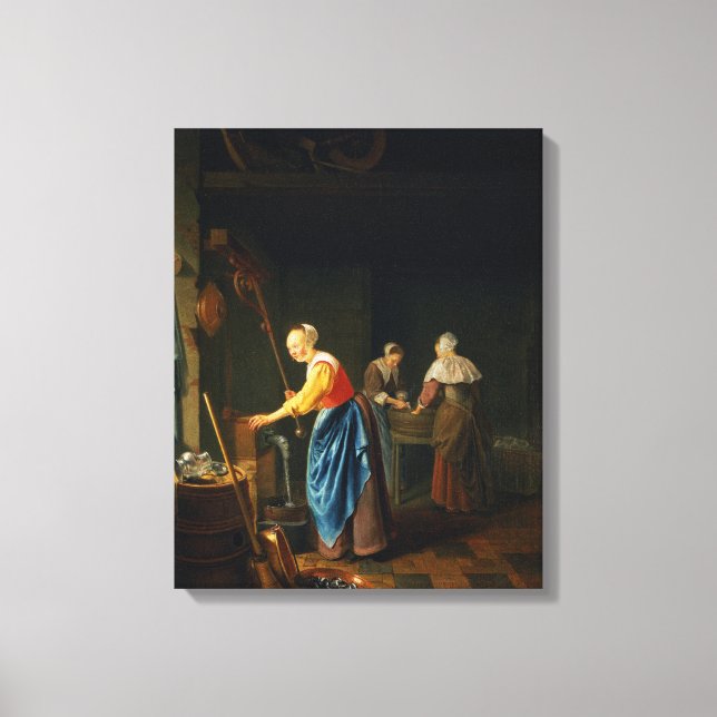 A Kitchen Scene Canvas Print (Front)