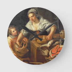 A Kitchen Scene Round Clock