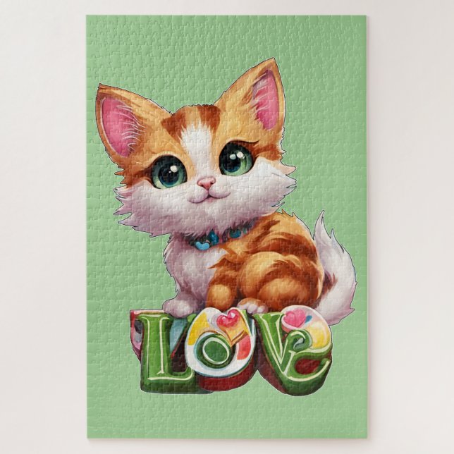 A kitten in love jigsaw puzzle (Vertical)
