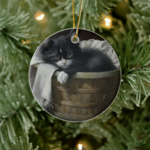 A Kittens Cosy Corner Ceramic Tree Decoration