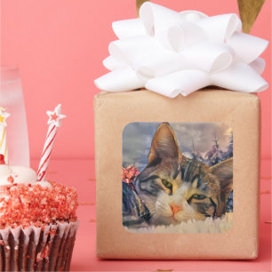 A Kitty Christmas Square Sticker