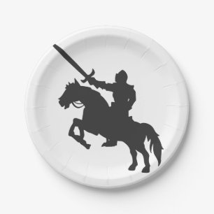 A knight on a horse - Choose background color Paper Plate