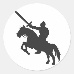 A knight on a horse - Choose background colour Classic Round Sticker