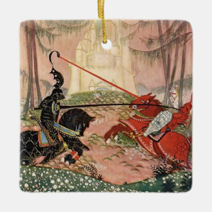 “A Knightly Joust” by Thomas Mackenzie Ceramic Ornament