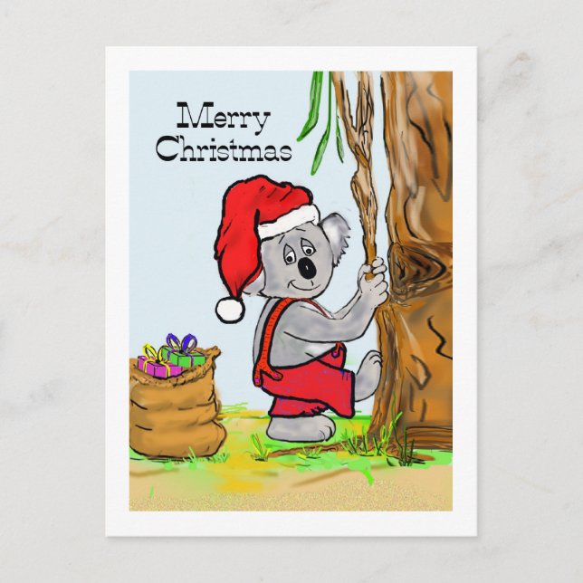 A Koala Merry Christmas Holiday Postcard (Front)