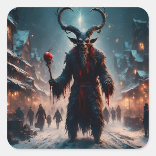 A Krampus Christmas Horror Square Sticker