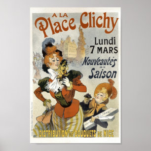 A La Place Clichy Bouquets Vintage French Ad Poster