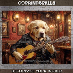 A Labrador dog playing guitar in a pub -  Tissue Paper