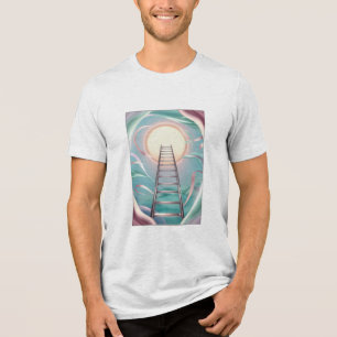 A ladder reaching into a moon-shaped portal,  Tri-Blend shirt