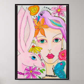 A Lady, A Bunny, and a Bird Poster