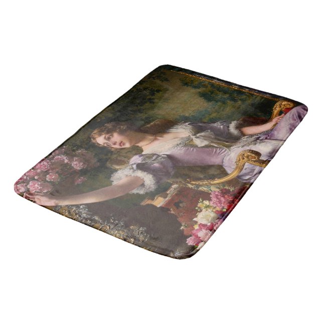 A Lady In A Lilac Dress With Flowers Bath Mat (Angled)