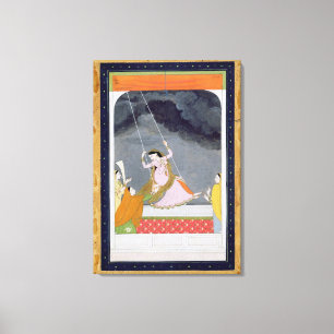 A lady on a swing, Kangra, Punjab hills c.1790 (op Canvas Print