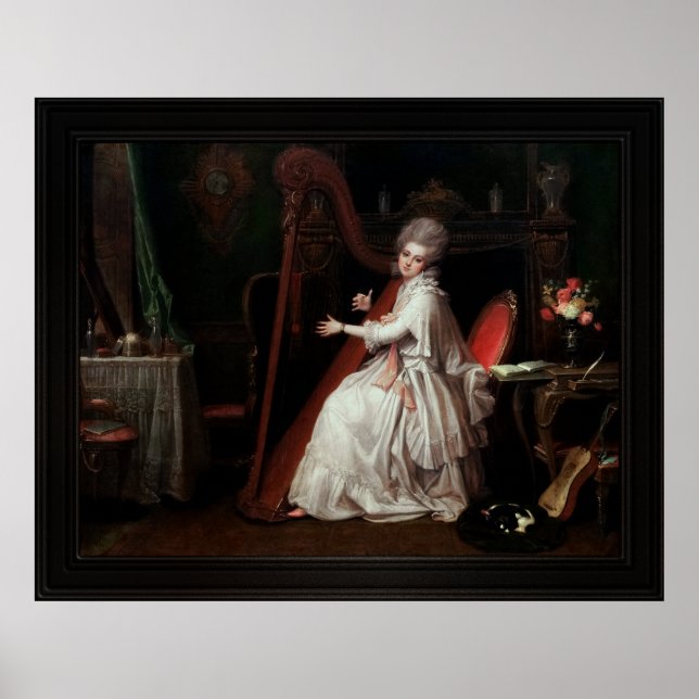 A Lady Playing on the Harp by Richard Cosway Poster (Front)