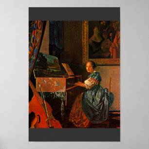 A Lady Seated At A Virginal, By Vermeer Van Delft Poster