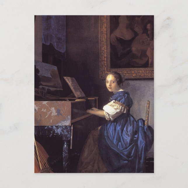 A Lady Seated at the Virginal Postcard (Front)