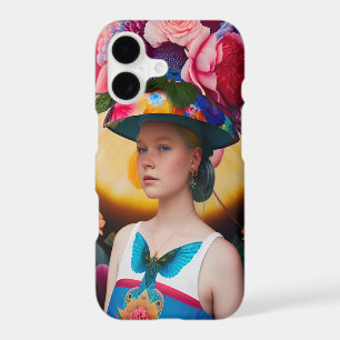 A lady with a floral sun hat