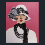 A Lady With Art Deco Style, poster<br><div class="desc">Original acrylic portrait painting of a lady from the art deco era on canvas,  by Dian... ... ..A lady dressed in black and white,  stunning and elegant is sure to add beauty and glamor to your home.  A great gift item also.</div>