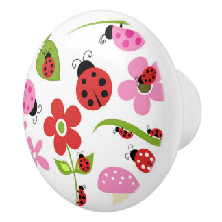 A Ladybug Garden Ceramic Knob