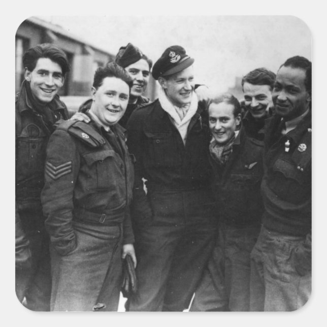 A Lancaster Bomber Crew Square Sticker (Front)