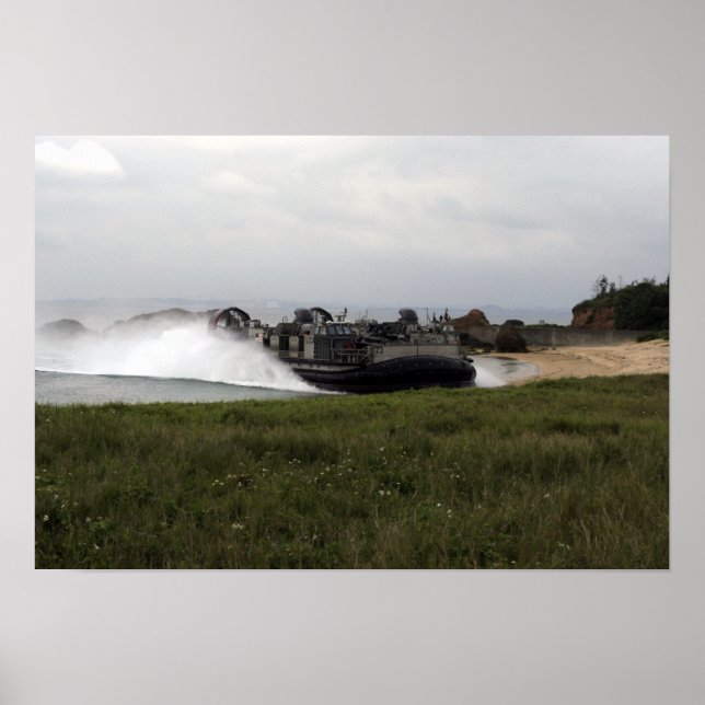 A landing craft air cushion comes ashore poster (Front)