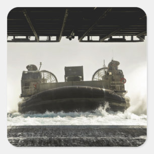 A landing craft air cushion prepares to enter square sticker