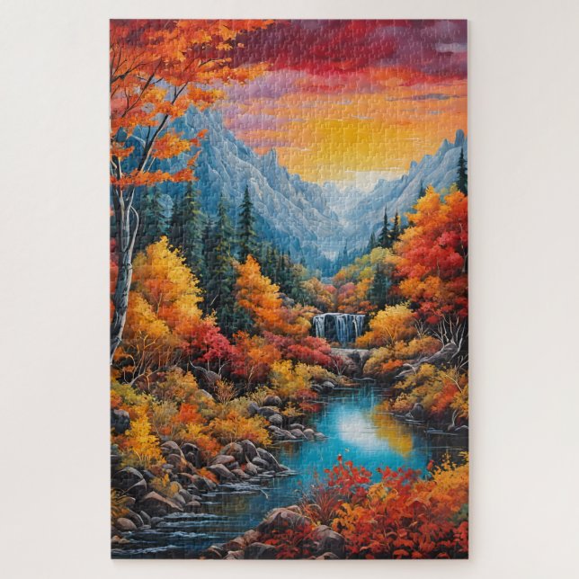 A landscape in autumn tones jigsaw puzzle (Vertical)