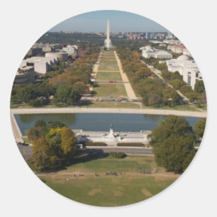 A landscape view of Washington DC Classic Round Sticker