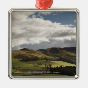 A Landscape With Rolling Hills And Clouds Overhead Metal Tree Decoration