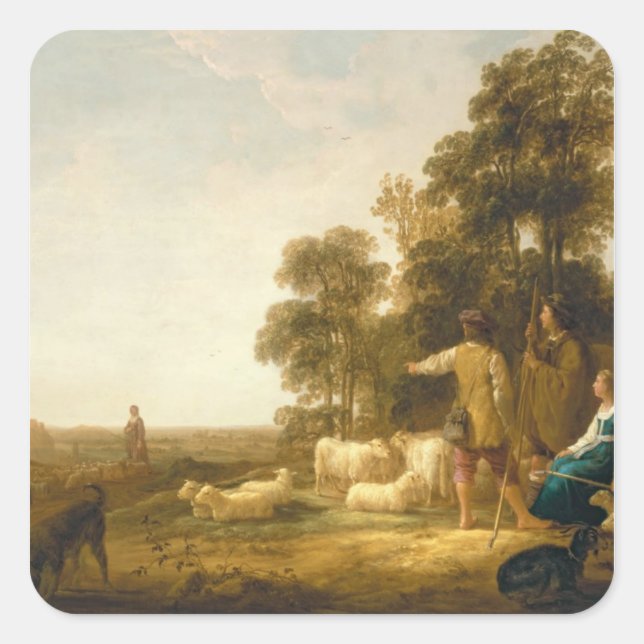 A Landscape with Shepherds and Shepherdesses Square Sticker (Front)