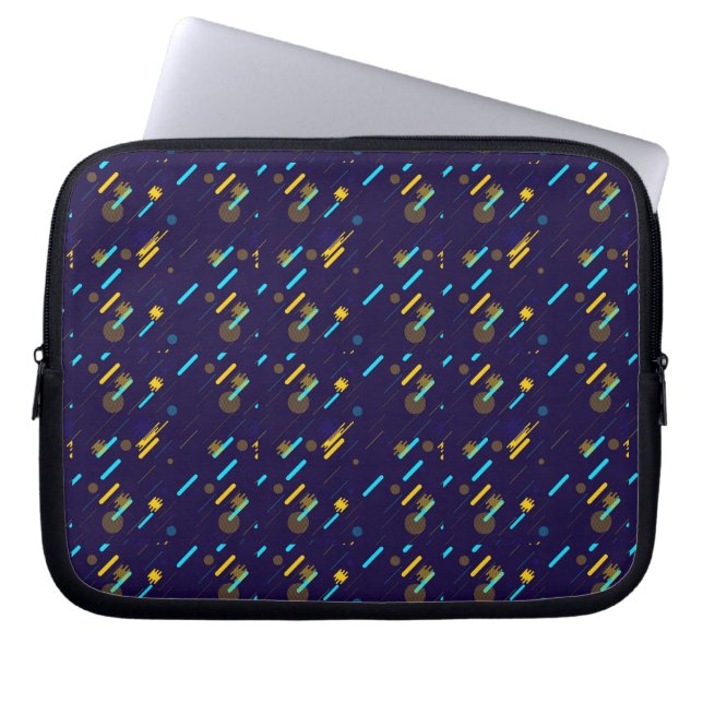 A laptop sleeve with a vibrant geometric pattern (Front)