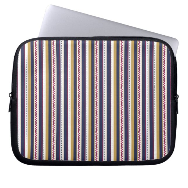 A laptop sleeve with colorful vertical stripes  (Front)