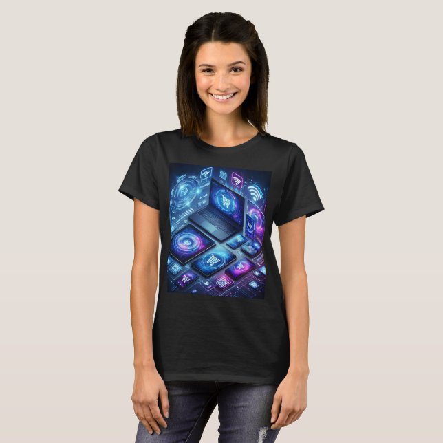 a laptop with a screen that says internet T-Shirt (Front Full)