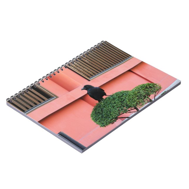 A Large-Billed Jungle Crow A Perch On A Cloud Tree Notebook (Left Side)