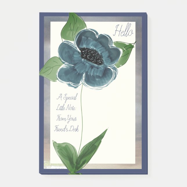 A Large Blue Grey Blooming Note From A Friend (Front)