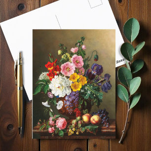 A Large Bouquet of Flowers with Peaches and Grapes Postcard