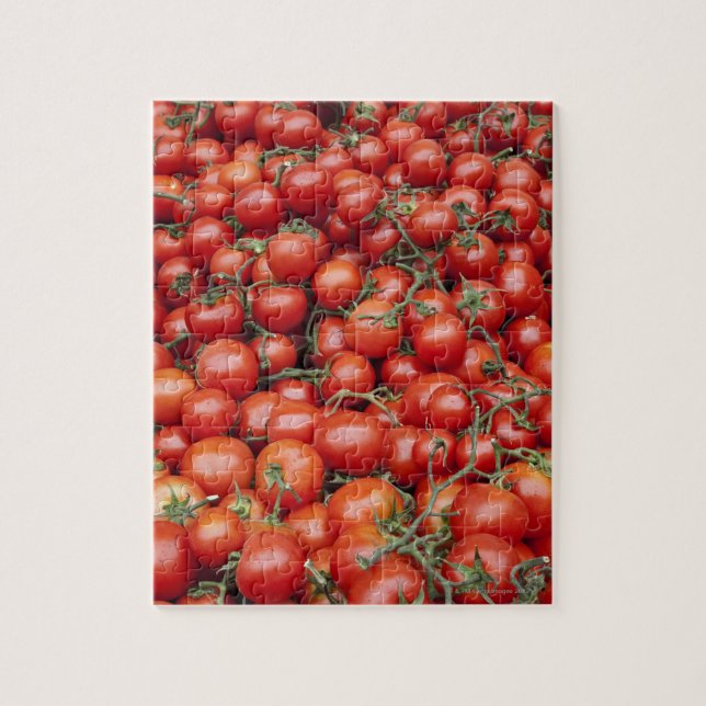 A large crop of tomato on a market stall in jigsaw puzzle (Vertical)