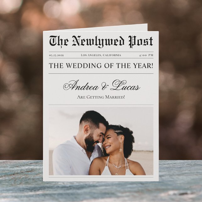 A Large Folded Wedding Newspaper Timeline Program Card (Creator Uploaded)