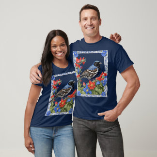 A Lark Bunting Surrounded by Colorado Columbine T-Shirt