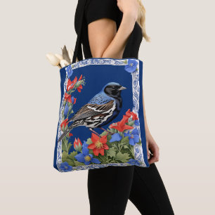 A Lark Bunting Surrounded by Colorado Columbine Tote Bag