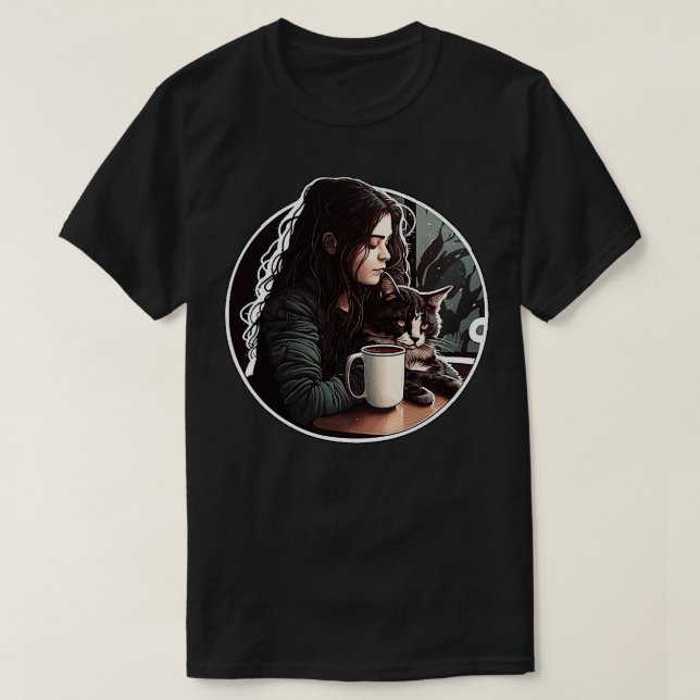 A Latte Love for Cats T-Shirt (Design Front)