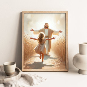 A Leap of Faith, Christian Art, Jesus and Girl Art Poster