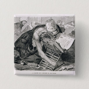 A Learned Man Absorbed in the Koran 15 Cm Square Badge