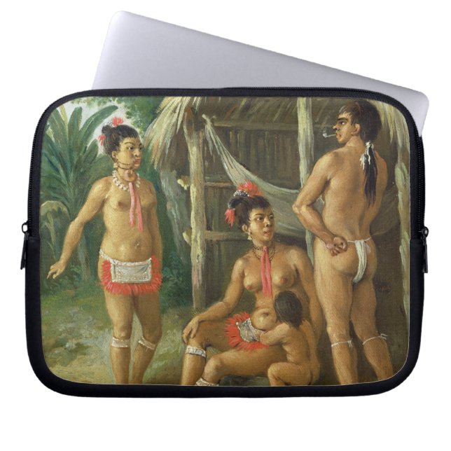 A Leeward Islands Carib Family outside a Hut, c.17 Laptop Sleeve (Front)