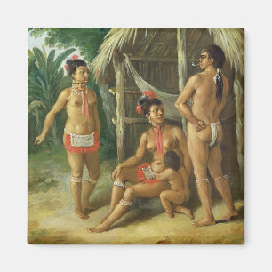 A Leeward Islands Carib Family outside a Hut, c.17 Magnet