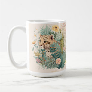 A leopard behind the bush custom coffee mug