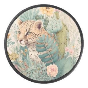 A leopard behind the bush custom hockey puck