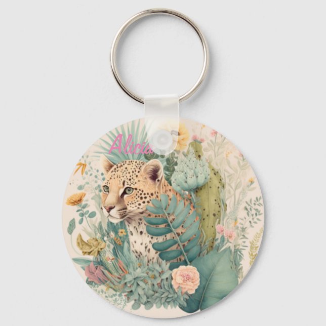 A leopard behind the bush custom     key ring (Front)