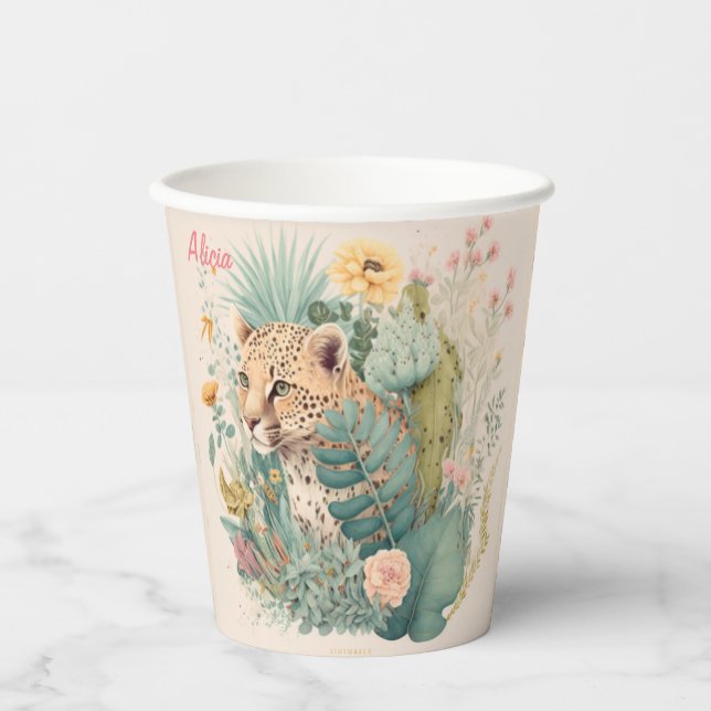 A leopard behind the bush custom      paper cups (Front)