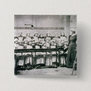 A Lesson in Domestic Science (b&w photo) 15 Cm Square Badge
