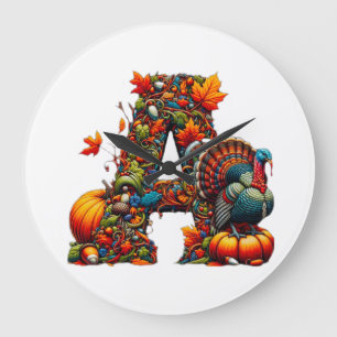 A letter A in Thanksgiving style Large Clock